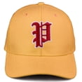 thumbnail image 2 of Daxton Premium Mid Profile Hat Semi Curved Visor Mustard Cap White Red Gothic Embroidered, Letter P, 2 of 4