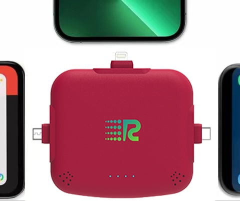 Rush Charge Universe 3 in 1 Portable Charger – 3300mah, 2.4A High-Speed Fast Charging Compatible with iPhone and Android Lightning, Type C, Micro-USB Charges 3 Devices at a Time Pre-Charged RC33 Red