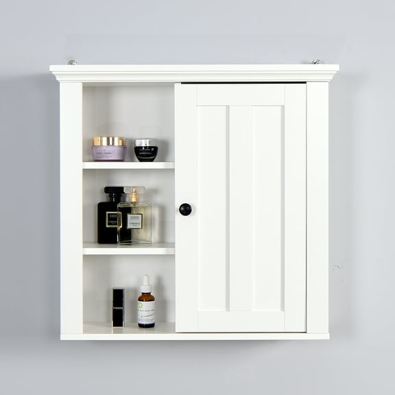 Zimtown Wall Mounted Bathroom Storage Cabinet, Medicine Cabinet with Door & Shelves, 20.86x5.71x20 inch, White