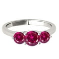 thumbnail image 2 of Mauli Jewels Rings for Women 1.85 Carat Three Stone Round Shaped Created Ruby Ring 4-prong 10K White Gold, 2 of 7