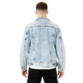 thumbnail image 2 of X RAY Men's Denim Jacket, Washed Ripped Distressed Flex Stretch Casual Trucker Biker Jean Jacket, Acid Blue, XX-Large, 2 of 8