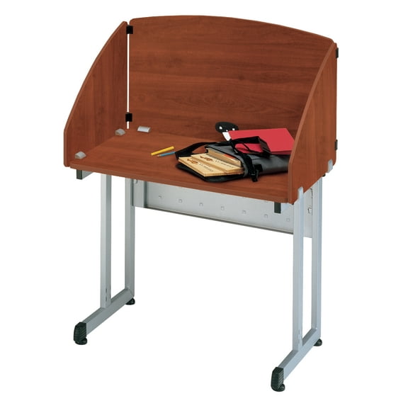 OFM Model 55153 24" x 36" Modular Study Carrel, Cherry with Silver Frame