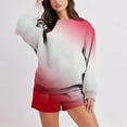 thumbnail image 6 of Women's Two Piece Fashion Sweatsuit Print Long Sleeve Oversized Sweatshirts Shorts with Pocket Fall Casual Loose Outfits, Hot Pink, L, 6 of 6