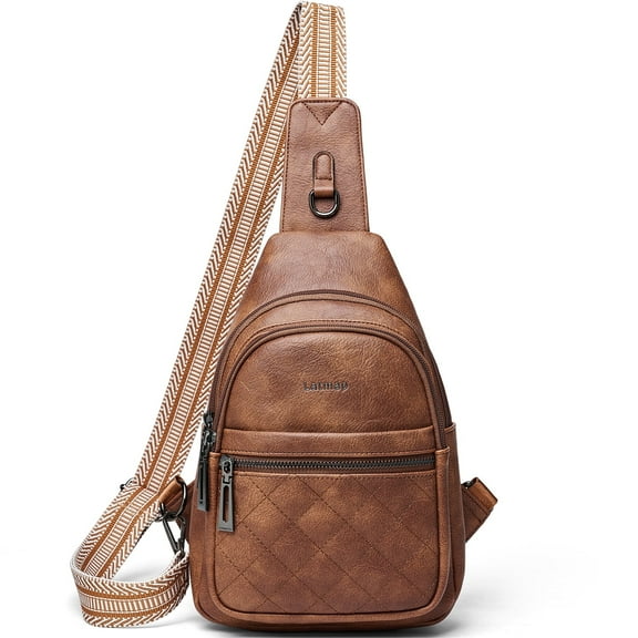 Sling Bag for Women Crossbody Fanny Pack - Lightweight Waterproof Faux Leather Purse for Travel Hiking Running Hands-Free