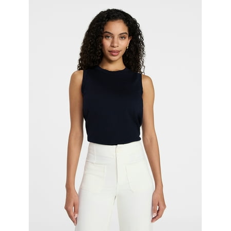 Time and Tru Women's Fine Gauge Sleeveless Sweater Shell, Lightweight, Sizes XS-XXXL