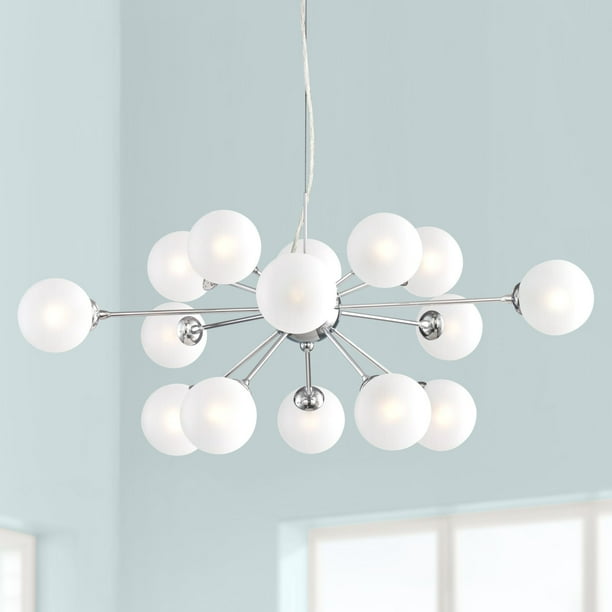 Possini Euro Design Chrome Sputnik Large Chandelier 32 Wide Modern Mid Century Frosted Glass Led 15 Light Fixture For Dining Room Com Possini Euro Design Chrome Sputnik, How To Pack A Large Chandelier For Moving