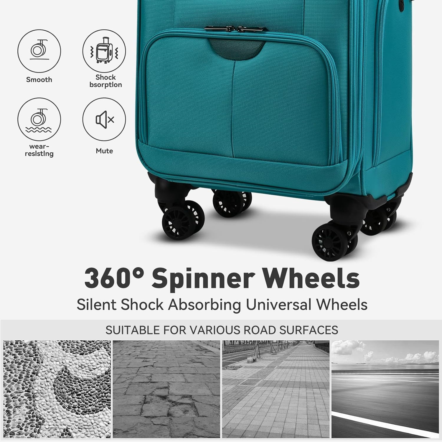 TIAWOLT 16 Inch Underseat Carry on Luggage With Wheels Softside Lightweight Compact Business Suitcases Travel Bag with Spinner Wheels Airline Approved Luggage for Short Trip,Green