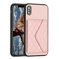 thumbnail image 2 of Allytech iPhone XS / iPhone X Wallet Case with Hand Wrist, PU Leather RFID Blocking Cards Slots Shockproof Stand Feature Bumper Magnetic Closure Slim Shell Phone Case for Apple iPhone XS/X, Pink, 2 of 9