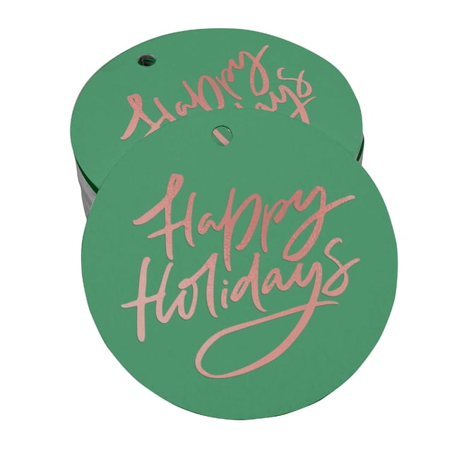 Inkdotpot Rose Gold Foil Paper Hang Tags Happy Holiday Favor Tags 100 Pieces