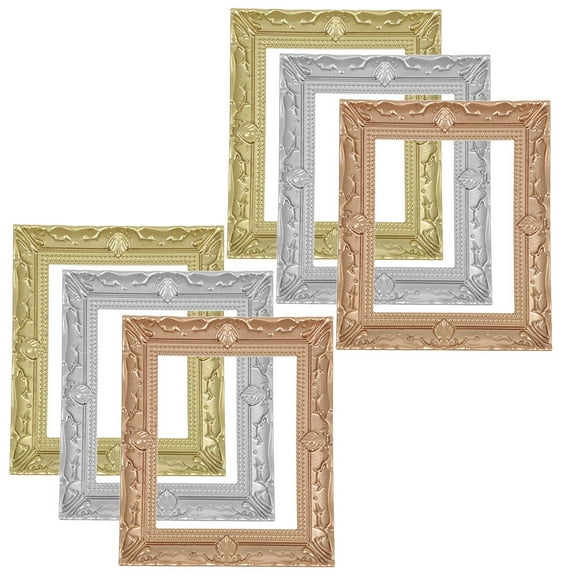 LABSERRON 6Pcs Tiny House Resin Frame Silver for Miniature Scenes and Dollhouse Decoration