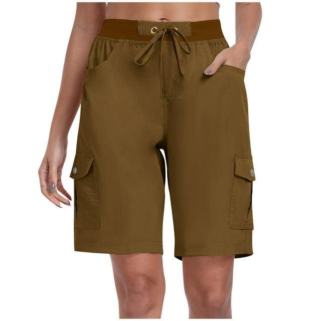 Shorts Cargo de Randonnée pour Femmes, Shorts Cargo Athlétiques d'Extérieur, Pantalons Courts d'Été avec Cordon de Serrage, Pantalons de Plage en Lin pour Femmes, Pantalons Décontractés Grande Taille