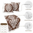 thumbnail image 3 of Bed Runner for Queen Size Bed, Brown Boho Decorative Beds Runners and 2 Matching Pillow Covers Set, Vintage Classic Bohemia Flower Textured Beds Scarf Throw for Foot of Bedding Set for Hotel/Bedroom, 3 of 9