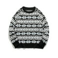 thumbnail image 2 of TFEOQRY Men's Crew Neck Sweater Christmas Pattern Striped Knitted Long Sleeve Casual Pullover Fall Winter Warm Top Black, 2 of 9