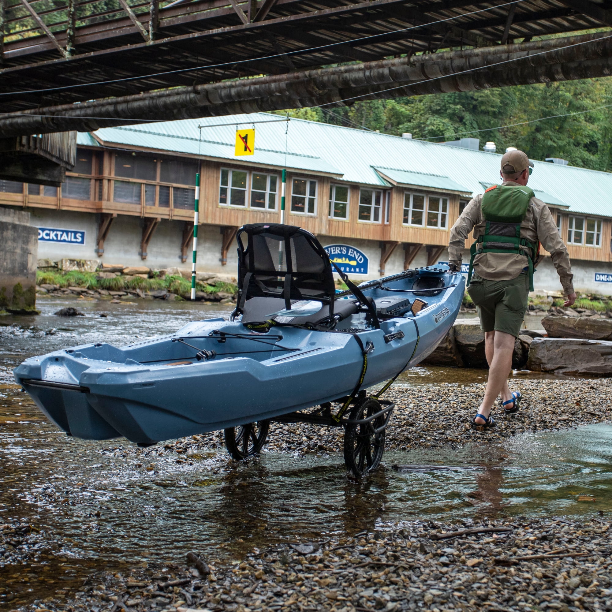 Suspenz Kayak Canoe Transport Cart, All-Terrain Super Duty Trolley, Airless Wheels, 300lb Capacity