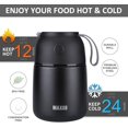 thumbnail image 4 of Insulated Thermo  Jar for Hot & Cold  for  Adult, 17 oz Soup Thermal Hot  Containers for Lunch, Triple Layer Insulation Stainless Steel  Jar with Spoon (Black), 4 of 6