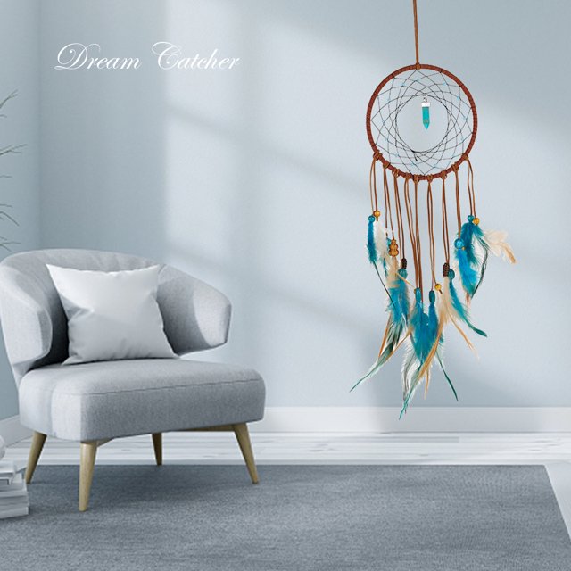 1 Uds atrapasueños hechos a mano para colgar en la pared atrapasueños decoración de plumas para la decoración del hogar de la habitación del coche Muyoka Hogar