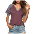 thumbnail image 3 of Mittory Women's Summer V Neck Raglan Short Sleeve Shirts Casual Blouses Baseball Tshirts Top, 3 of 6