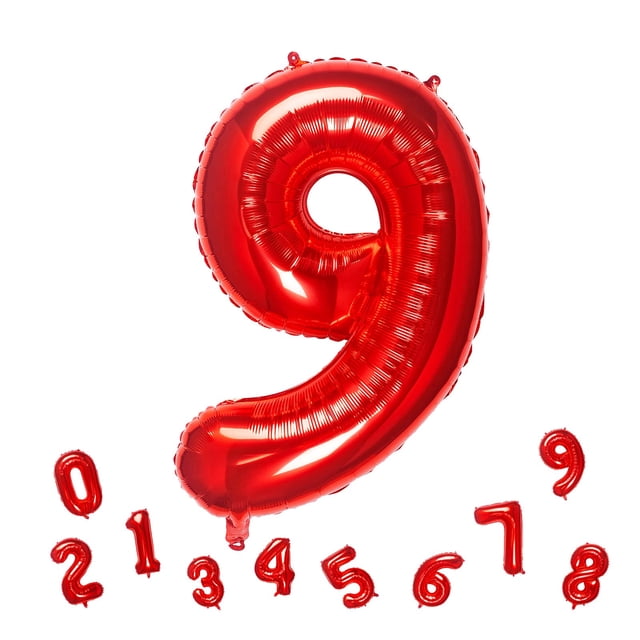 Globo número 9 rojo de aluminio 81 cm MEIDUOCO