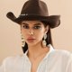 thumbnail image 2 of 2025 Latest Model Western Gold Large Hat Dangle Earrings for Cowgirl Cowboy, 2 of 5