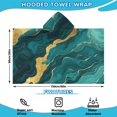 thumbnail image 2 of Teal and Gold Marble Glitter Dots Pattern Hooded Bath Towel，60"x35" for Ages 3 To 12 Kids, Quick Dry Lightweight Soft Microfiber Hood Beach Towel Cover Up for Kids, 2 of 7