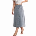 thumbnail image 3 of Women'S Denim Maxi Skirt Fashion Summer Casual A-Line Tie Waist Jeans Skirt with Pockets Light Blue XL, 3 of 9