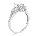 thumbnail image 3 of Wellingsale Ladies Solid 14k White Gold Polished CZ Cubic Zirconia Round Cut Three 3 Stone Engagement Ring with Side Stones - Size 7, 3 of 6