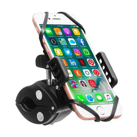 Bike Phone Holder Mount for Bicycle / Motorcycle Handlebar with Secure Rubber Strap Grip