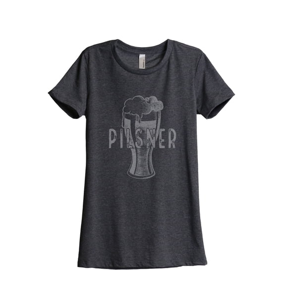 Thread Tank Pilsner Glass Sketch Women's Relaxed Crewneck T-Shirt Tee Charcoal 2X-Large
