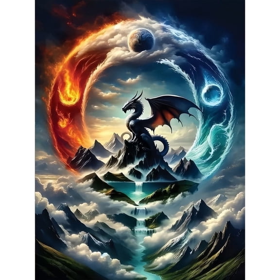 CSZPPQAF Diamond Art Painting Kits for Adults Dragon DIY Full Round 5D Diamond Drill Kit 11.8" × 15.8"