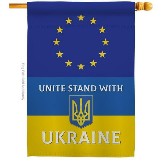 USA Decoration H170264-BO European Union Stand with Ukraine Support Cause 28 x 40 in. Double-Sided Decorative Vertical House Flags for Decoration Banner Garden Yard Gift