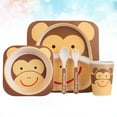 thumbnail image 2 of 1 Set/5pcs Monkey Pattern Kids Flatware Lovely Children Tableware Set Cretive Dinnerware for Home Daily Use, 2 of 10