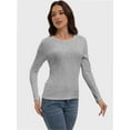 thumbnail image 5 of Womens Long Sleeve Stretch Crew neck T-Shirt Fitted Casual Basic Tops, 5 of 6