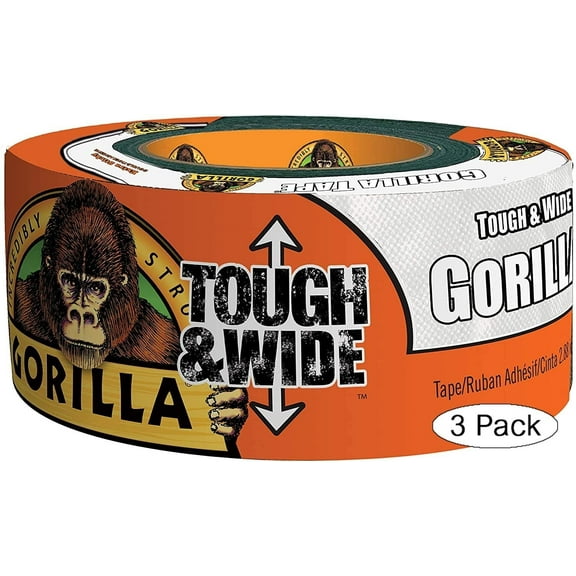 Gorilla White Tough & Wide Duct Tape, 2.88" x 25 yd, White, 3 Pack