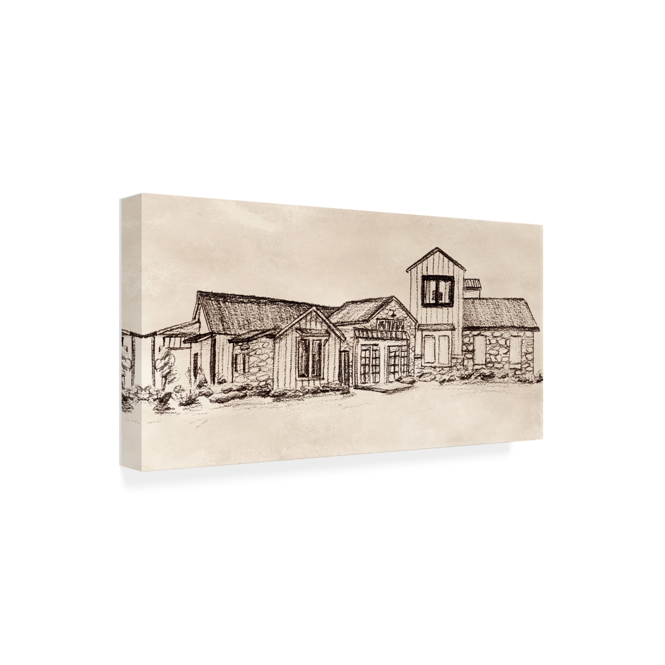 Canvas Wall Art - Melissa Wang 'Village at Sunset II' Wall Art for Living Room, Bedroom, or Office Décor by Trademark Fine Art - 32 x 16 Inches