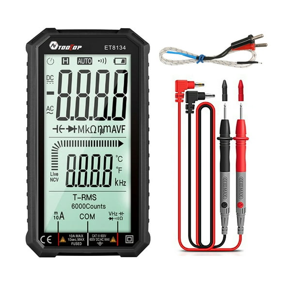 TOOLTOP ET8134 Portable 4.7 Inch LCD Screen Multimeter Direct Current Voltage Current AC Voltage Current Measurement Capacitance Resistance Measuring Multifunction Multimeter Backlight Function