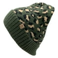 thumbnail image 2 of Empire Cove Winter Knit Ribbed Leopard Cuff Beanie - Olive, 2 of 4
