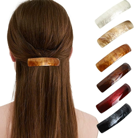 ZYNERY 6 Pieces Hair Clip, Automatic Large Classic Hair Clips for Fine Hair and Medium Thick Hair, French Retro Vintage Hair Accessories for Women Girls (Amber)