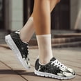 thumbnail image 3 of COEQINE Women Halloween Sneakers White Sole Mesh Breathable Lace Up Running Shoes for Travel Outdoor Athletic Sport Footwear, Vintage Ghost Cobweb Bat, 3 of 7