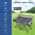 thumbnail image 3 of Costway Folding Camping Chair Loveseat Double Seat w/ Bags & Padded Backrest Gray, 3 of 11