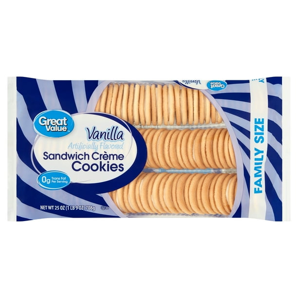 Great Value Vanilla Sandwich Creme Cookies Family Size, 25 oz Walmart