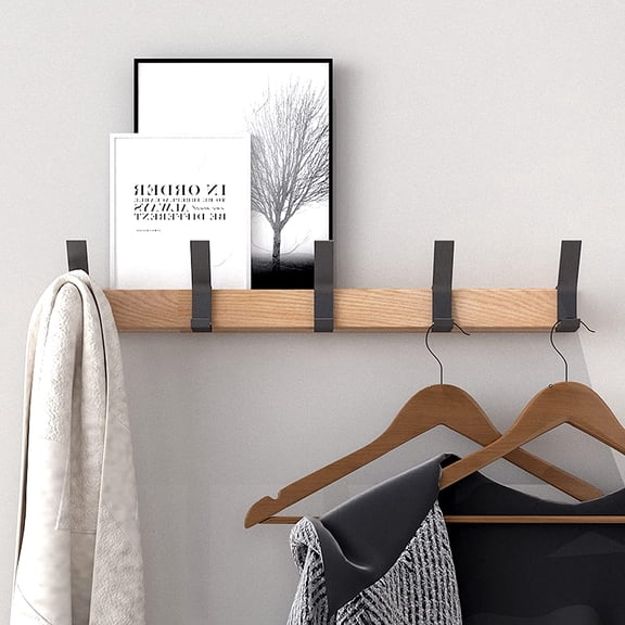 Koonniosio Aluminum Coat Rack-5 Double Hook Rail for Coat, Hat, Towel, Robes; Wall Mounted Metal Hook Rack, (Black 1)