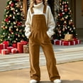 thumbnail image 2 of QIYAGBSA Corduroy Overalls for Women Adjustable Straps Wide Leg Pockets Bib Front Jumpsuit Loose Fit Casual Fall Winter Full Length Trousers for Everyday Wear, 2 of 7