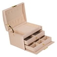 thumbnail image 4 of 3 Layer Jewelry Box, Wear Resistant Pink Jewelry Storage Box  For Rings Necklace, 4 of 8