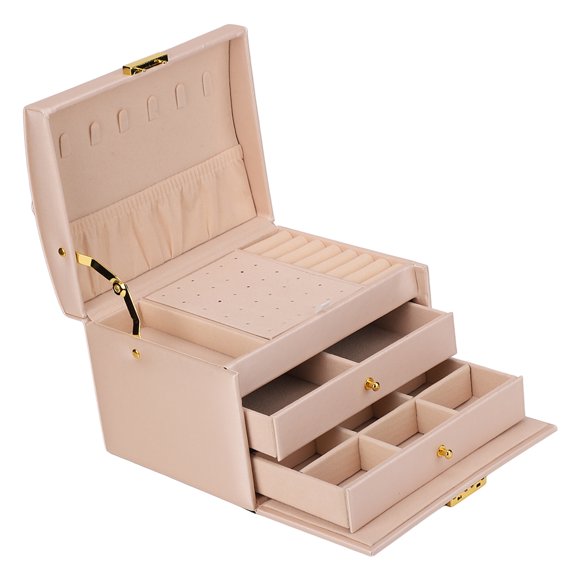 Jewelry Storage Box, Waterproof PU Leather Wear  Simple 3 Layer Jewelry Box  Portable  For Earrings Bracelets
