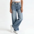 thumbnail image 2 of Luivaraty Jeans for Women Wide Leg Outdoor Jeans Casual Trendy High Button Zip Waist Denim Pants with Pockets, L-2XL, 2 of 6
