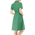 thumbnail image 4 of INSPIRE CHIC Women's Fit and Flare Collar Pocket Elastic Waist Mini Dress XL Green, 4 of 9