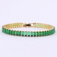 thumbnail image 2 of Cubic Zirconia Rectangle Sea Link Chain Polished Tennis Bracelet Gold Green T128, 2 of 2