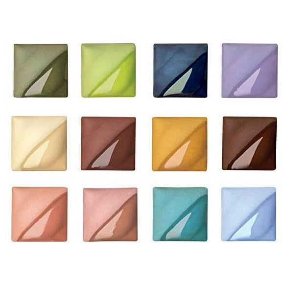 AMACO Velvet Semi-Translucent Underglaze Set 2, Assorted Color, Set of 12