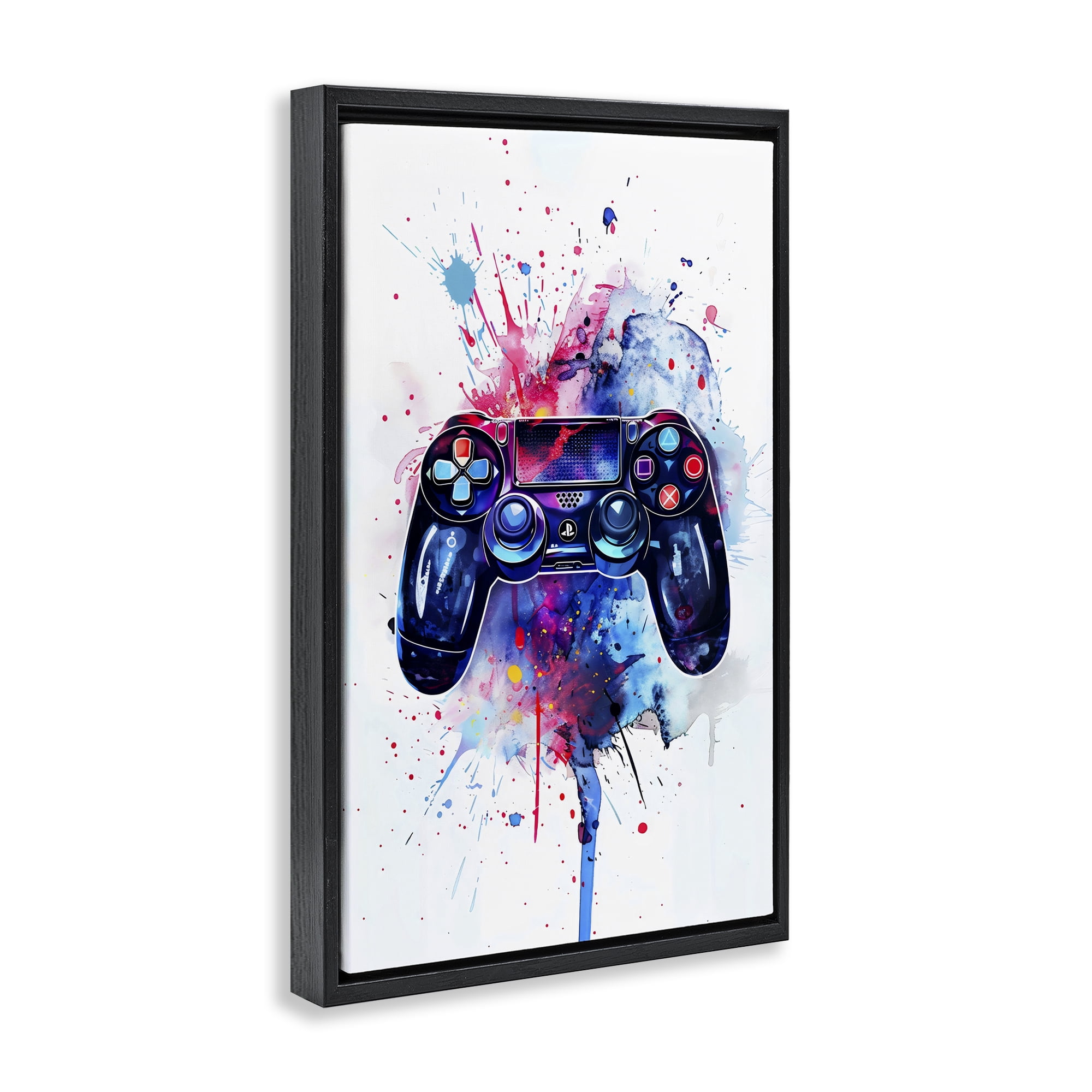 Stupell Industries Burst of Color Controller Black Framed Floater Canvas Wall Art, design by Creative Studio