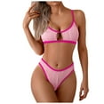 thumbnail image 2 of Linfrsh Womens Sexy Bikini Sets Two Piece Cheeky Swimsuits Cute Cutout String Bathing Suits Pink,L, 2 of 7